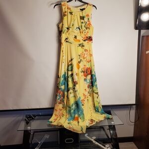 Madison Leigh Yellow Floral Maxi Dress Size 14